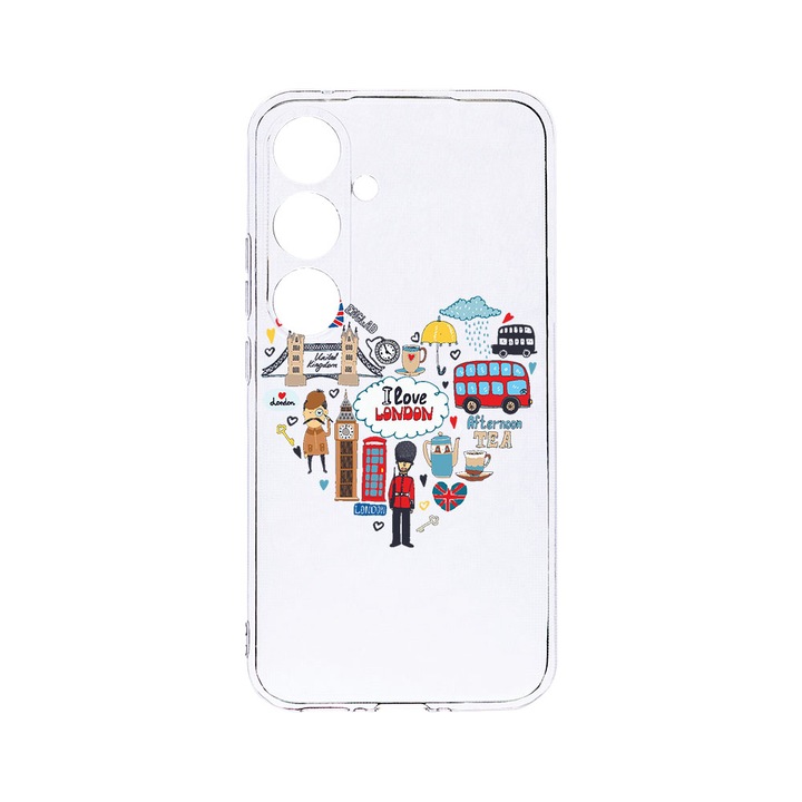 Husa BestCase® Clear Silicon 2MM, Compatibila Cu Samsung Galaxy A55, I Love London, Antisoc, Protectie Camera, Margini ridicate pentru protectia ecranului, T 732