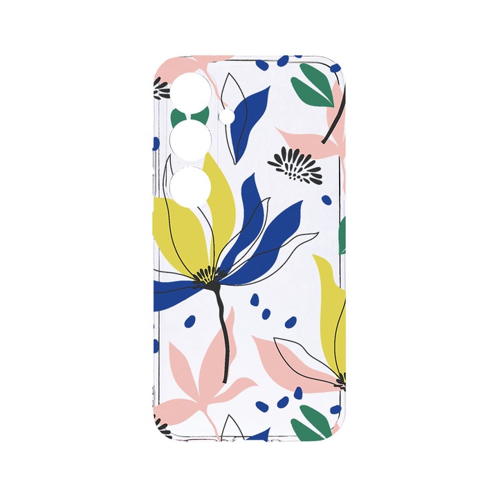 Husa BestCase® Clear Silicon 2MM, Compatibila Cu Samsung Galaxy A55, Flowers Pattern, Antisoc, Protectie Camera, Margini ridicate pentru protectia ecranului, T 754