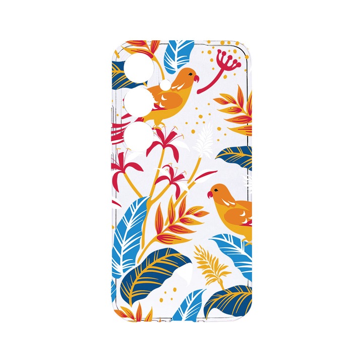 Husa BestCase® Clear Silicon 2MM, Compatibila Cu Samsung Galaxy A55, Colored Birds, Antisoc, Protectie Camera, Margini ridicate pentru protectia ecranului, T 769