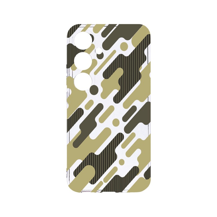 Husa BestCase® Clear Silicon 2MM, Compatibila Cu Samsung Galaxy S24, Green Camouflage, Antisoc, Protectie Camera, Margini ridicate pentru protectia ecranului, T 811