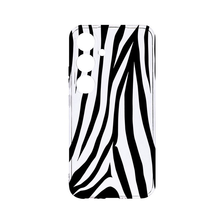 Husa BestCase® Clear Silicon 2MM, Compatibila Cu Samsung Galaxy A55, Black Zebra, Antisoc, Protectie Camera, Margini ridicate pentru protectia ecranului, T 785