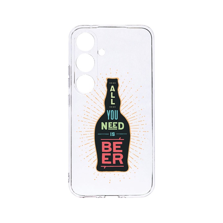 Силиконов калъф BestCase за Samsung Galaxy S24 Plus, All You Need Is Beer, Camera Protection, Clear Silicon 2MM, Transparent T 790