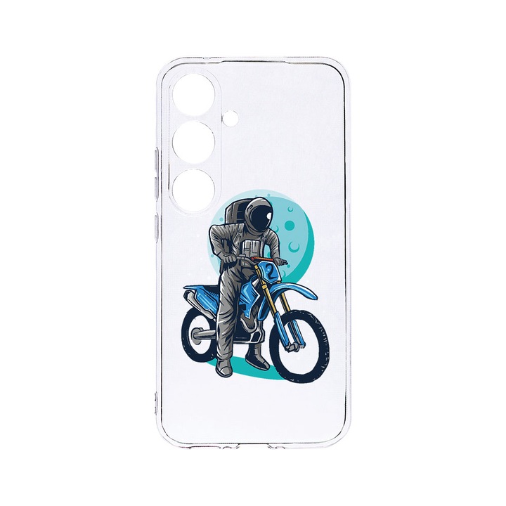 Husa BestCase® Clear Silicon 2MM, Compatibila Cu Samsung Galaxy A55, Astronaut Biker, Antisoc, Protectie Camera, Margini ridicate pentru protectia ecranului, T 828