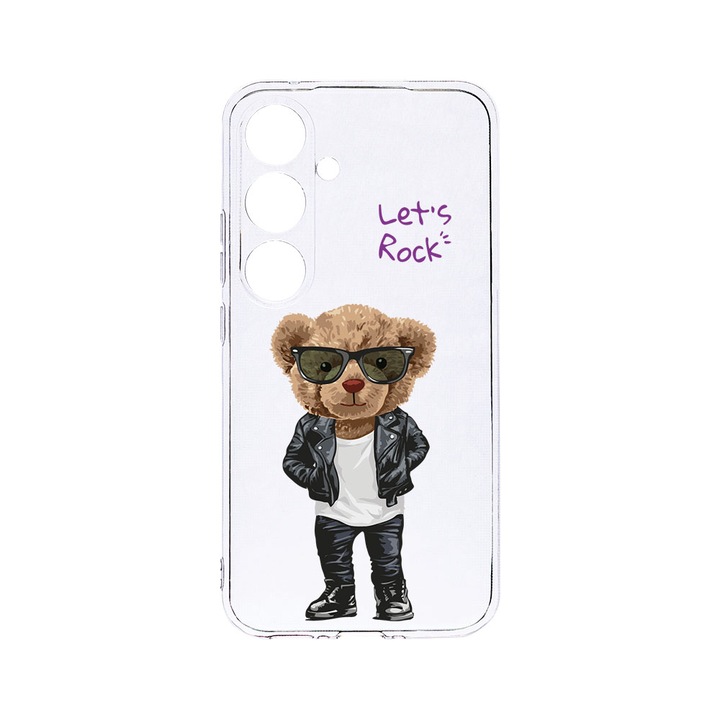 Husa BestCase® Clear Silicon 2MM, Compatibila Cu Samsung Galaxy A55, Let's Rock Teddy Bear, Antisoc, Protectie Camera, Margini ridicate pentru protectia ecranului, T 929