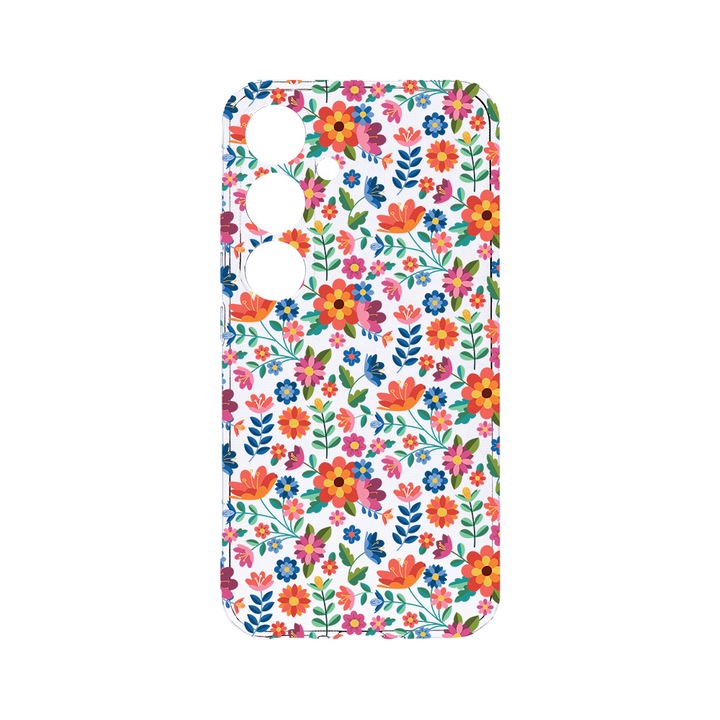 Husa BestCase® Clear Silicon 2MM, Compatibila Cu Samsung Galaxy A55, Flower Pattern, Antisoc, Protectie Camera, Margini ridicate pentru protectia ecranului, T 953
