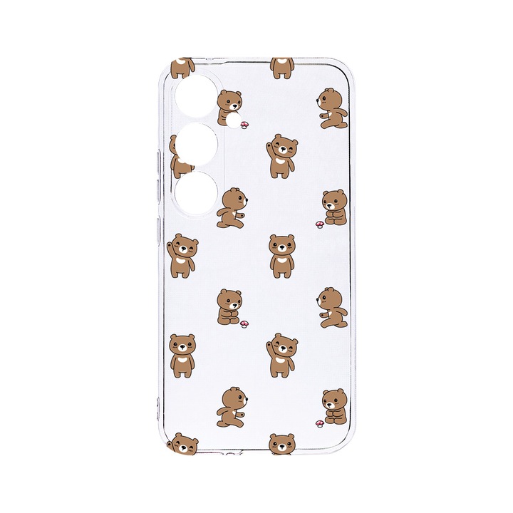 Husa BestCase® Clear Silicon 2MM, Compatibila Cu Samsung Galaxy A55, Teddy Bear Pattern, Antisoc, Protectie Camera, Margini ridicate pentru protectia ecranului, T 970