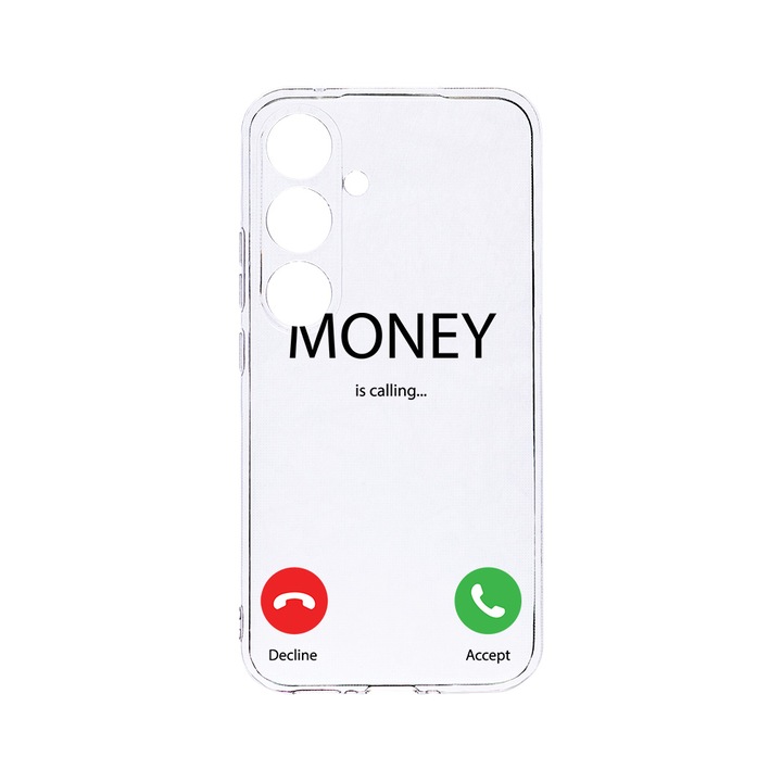 Husa BestCase® Clear Silicon 2MM, Compatibila Cu Samsung Galaxy A55, Money Is Calling, Antisoc, Protectie Camera, Margini ridicate pentru protectia ecranului, T 986