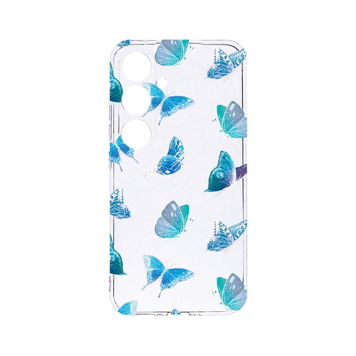 Husa BestCase® Clear Silicon 2MM, Compatibila Cu Samsung Galaxy A55, Butterfly Pattern, Antisoc, Protectie Camera, Margini ridicate pentru protectia ecranului, T 1012