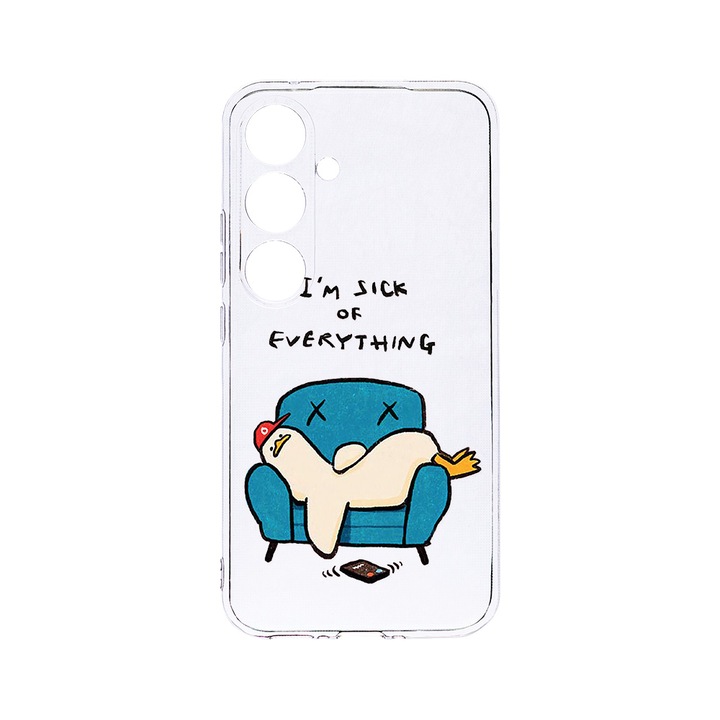 Husa BestCase® Clear Silicon 2MM, Compatibila Cu Samsung Galaxy A55, I'm Sick Of Everything, Antisoc, Protectie Camera, Margini ridicate pentru protectia ecranului, T 1017