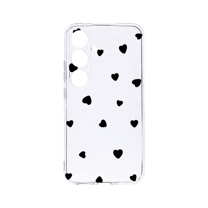 Husa BestCase® Clear Silicon 2MM, Compatibila Cu Samsung Galaxy A55, Heart Pattern, Antisoc, Protectie Camera, Margini ridicate pentru protectia ecranului, T 1041