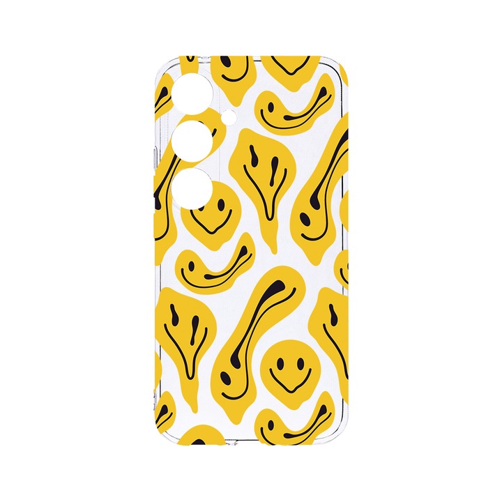 Husa BestCase® Clear Silicon 2MM, Compatibila Cu Samsung Galaxy A55, Yellow Acid Smiley, Antisoc, Protectie Camera, Margini ridicate pentru protectia ecranului, T 1052