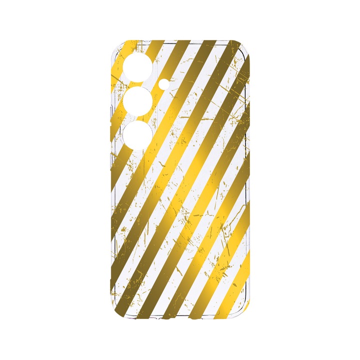 Husa BestCase® Clear Silicon 2MM, Compatibila Cu Samsung Galaxy A55, Golden Stripes, Antisoc, Protectie Camera, Margini ridicate pentru protectia ecranului, T 1055