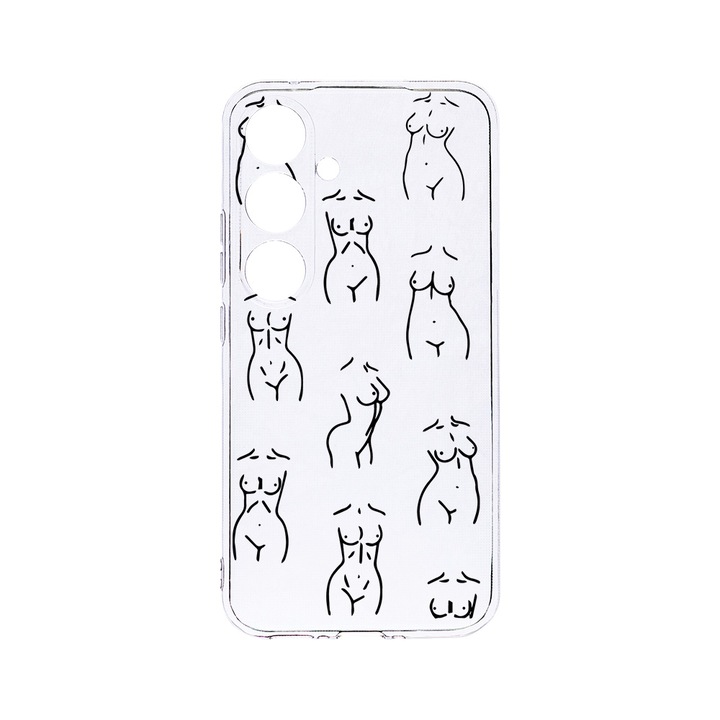 Husa BestCase® Clear Silicon 2MM, Compatibila Cu Samsung Galaxy S24, Body Pattern, Antisoc, Protectie Camera, Margini ridicate pentru protectia ecranului, T 1061