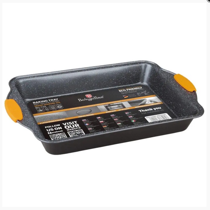 BerlingerHaus Tepsi márvány bevonattal szilikon fogóval Granit Diamond Line (BH-1139)