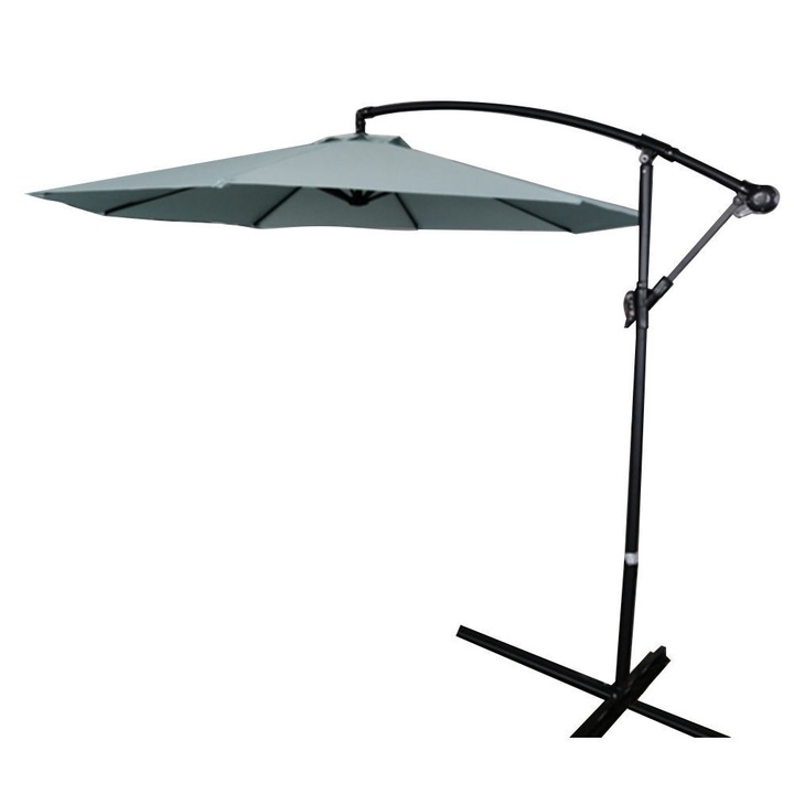 Чадър градински, Стомана, Висящ, 3 м, 8 ребра, Зелен