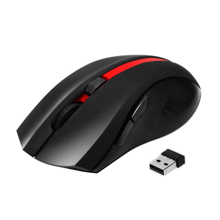 Mouse gaming DexXer, Wireless 2.4 G, USB, FastCharge, Design ergonomic, Negru Rosu