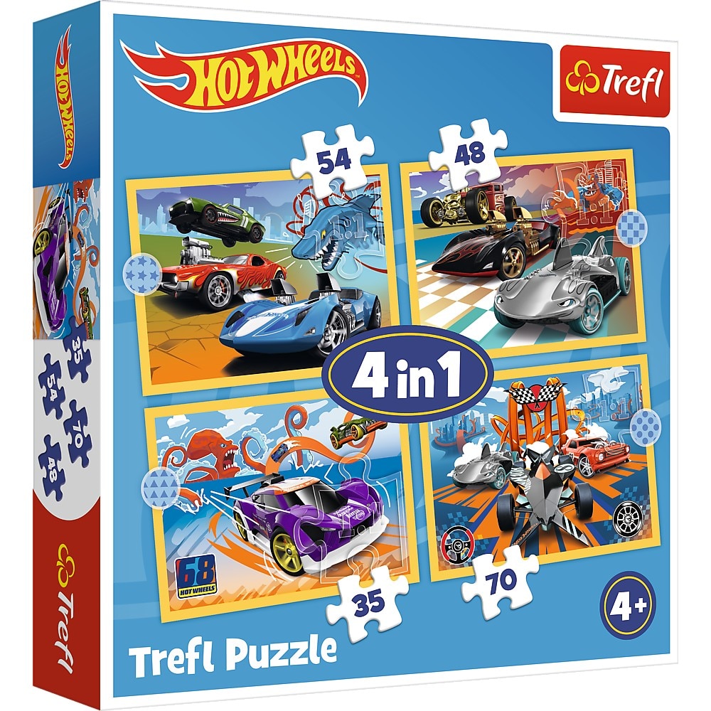 Puzzle Trefl 4 in 1- Hot Wheels, Vehicule - eMAG.ro