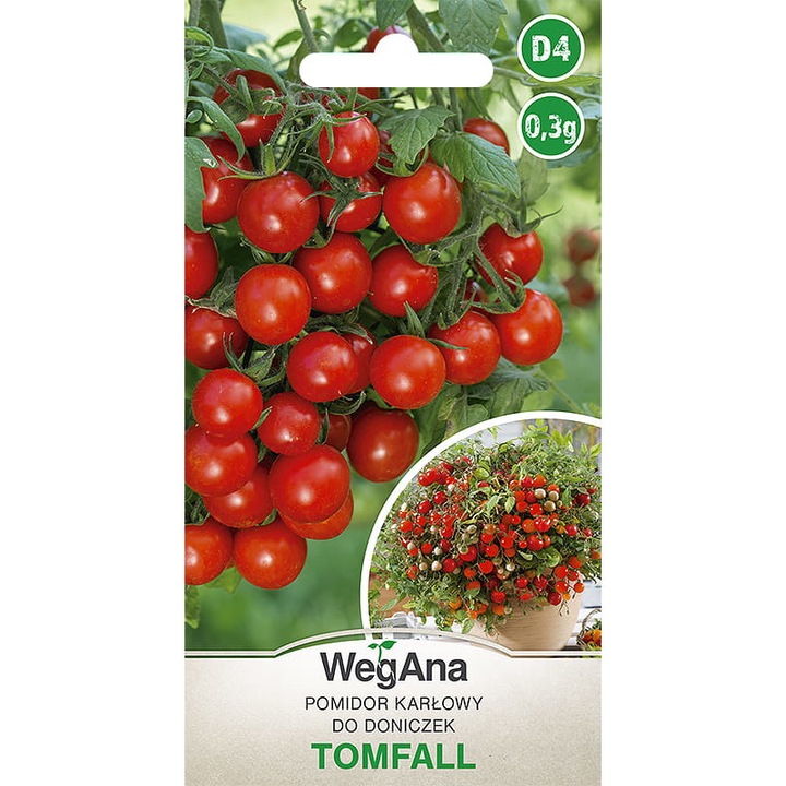 Seminte de rosii Pomidor Tomfal, WegAna, pentru balcon si gradina, rezistente la boli, 0.3g