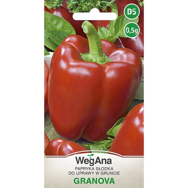 Seminte de legume, Seminte de Papryka Granova, WegAna, rosii, dulci, 0,5g, plantare III-V, recoltare VIII-X, calitate superioara, seminte premium, seminte de top
