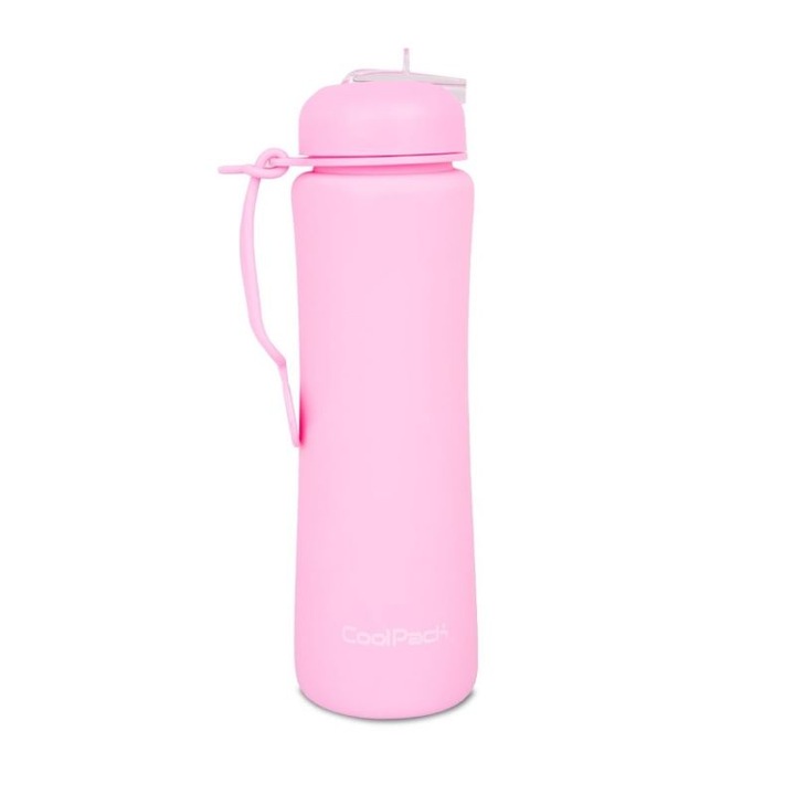 Сгъваема силиконова бутилка CoolPack, Pump Powder pink, 600 ml, Розов