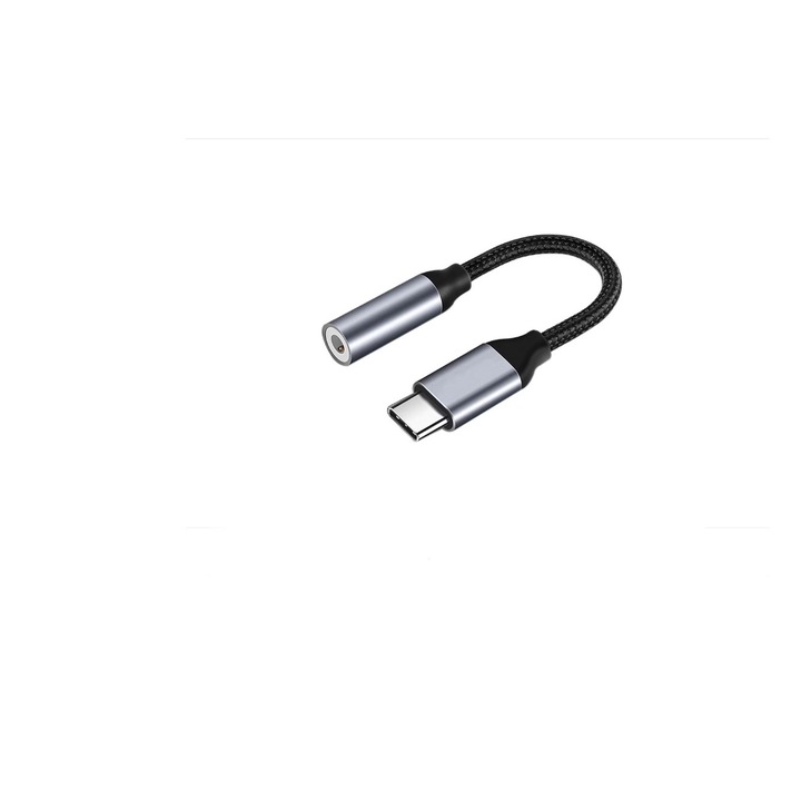 BeSmart USB C към 3, 5 mm аудио адаптер, DAC цифрово декодиране, Audio call, 12 cm, сив