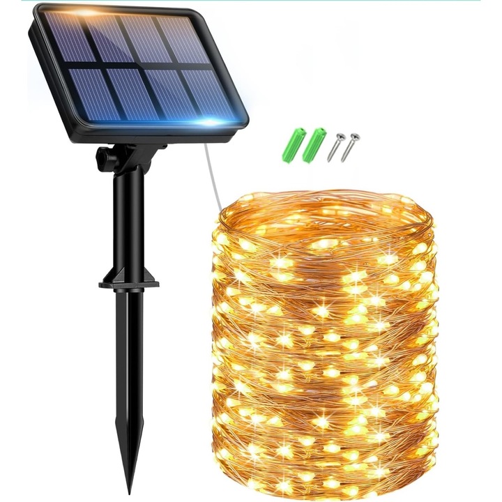 Соларна 17м Led лента btfarm, 8 режима, соларно зареждане, 150бр лампички