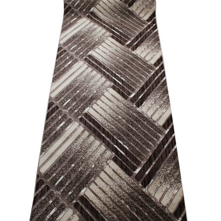 Traversa Antiderapanta Maro cu Bej, Geometric, Poliester, 120 x 350 cm