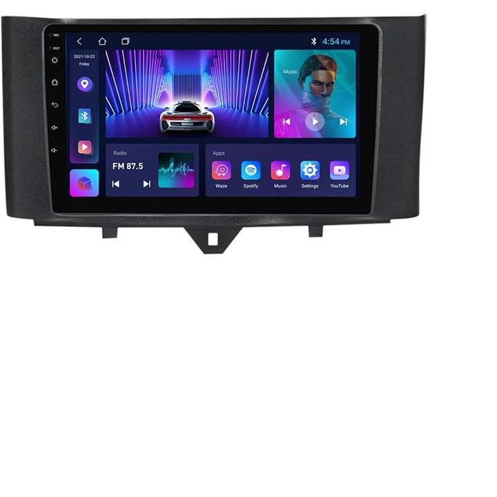 Автомобилен видео плейър за Fortwo 451 HC2 CP 2GB 32GB 4 ядра с микрофон 2Din Wifi 4x60 черен