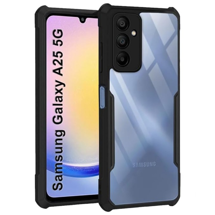 Husa Compatibil cu Telefon de Protectie Hybrid Armor GEO, Compatibila cu Samsung Galaxy A25 5G, Negru/ Transparent