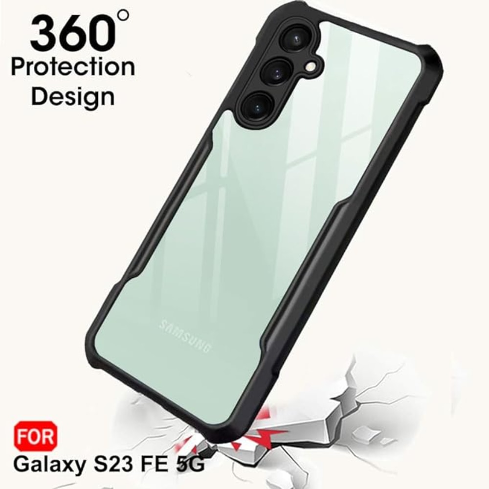 Husa Compatibil cu Telefon de Protectie Hybrid Armor GEO, Compatibila cu Samsung Galaxy S23 FE, Negru/ Transparent