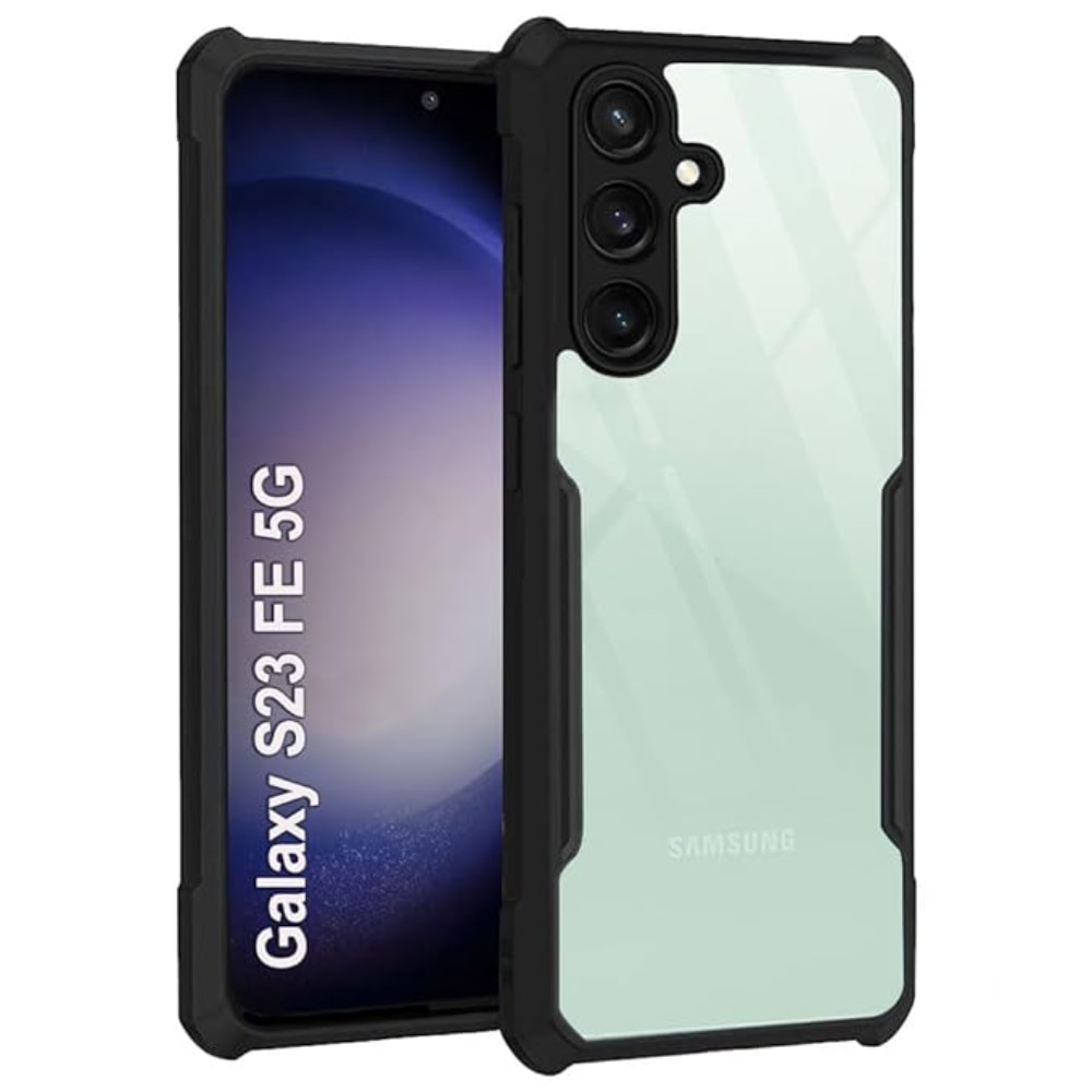 Husa Compatibil cu Telefon de Protectie Hybrid Armor GEO, Compatibila cu Samsung Galaxy S23 FE, Negru/ Transparent
