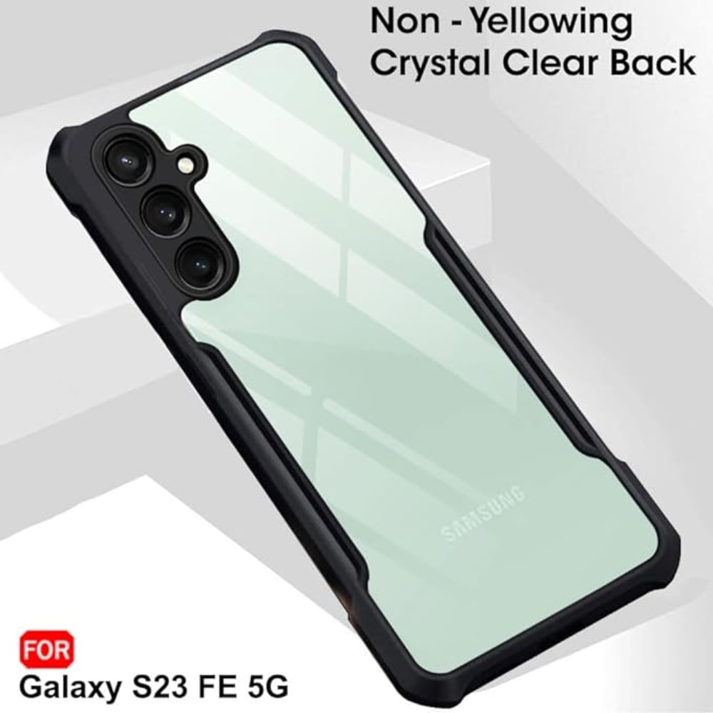 Husa Compatibil cu Telefon de Protectie Hybrid Armor GEO, Compatibila cu Samsung Galaxy S23 FE, Negru/ Transparent