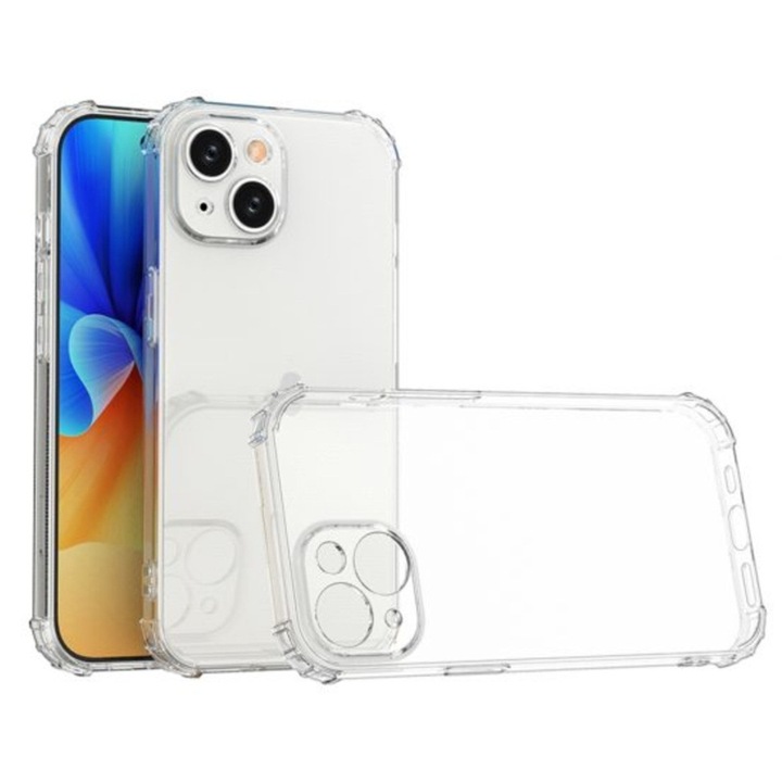 Силиконов кейс Planet Tech за iPhone 12, Anti Shock със защита на камерата, Удароустойчив, Прозрачен