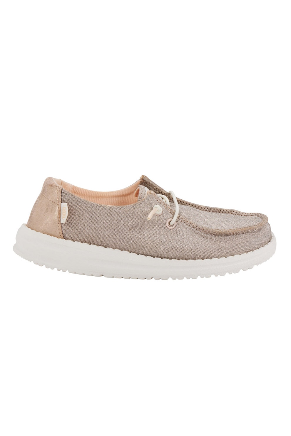 HEYDUDE, Mocasini din material textil cu sireturi de ajustare, Auriu, Maro taupe deschis, 32 EU