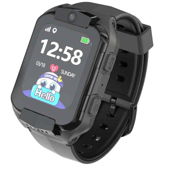 Часовник SmartWatch GPS Kids LikeSmart™ KinderCare 35, GPS мониторинг, WIFI, 1.69" HD камера, видео разговор, SOS бутон, училищен режим, GeoFence, шпионски мониторинг, черен
