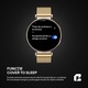 Ceas smartwatch dama, Qualtec by Koppel®, ecran rotund AMOLED 1.32", inteligent, fitness, sport, rezistent apa 3ATM, smart, notificari, wireless, apel Bluetooth 5.3, microfon HD, limba romana, pentru femei, carcasa metalica, 2 bratari incluse, ELITE, gold