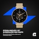 Ceas smartwatch dama, Qualtec by Koppel®, ecran rotund AMOLED 1.32", inteligent, fitness, sport, rezistent apa 3ATM, smart, notificari, wireless, apel Bluetooth 5.3, microfon HD, limba romana, pentru femei, carcasa metalica, 2 bratari incluse, ELITE, gold
