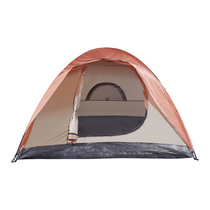 Cort camping, pro.tec, ACPZ-7218 Bergeijk, 213 x 213 x 130 cm, poliester, fibra de sticla, maro ruginiu, bej