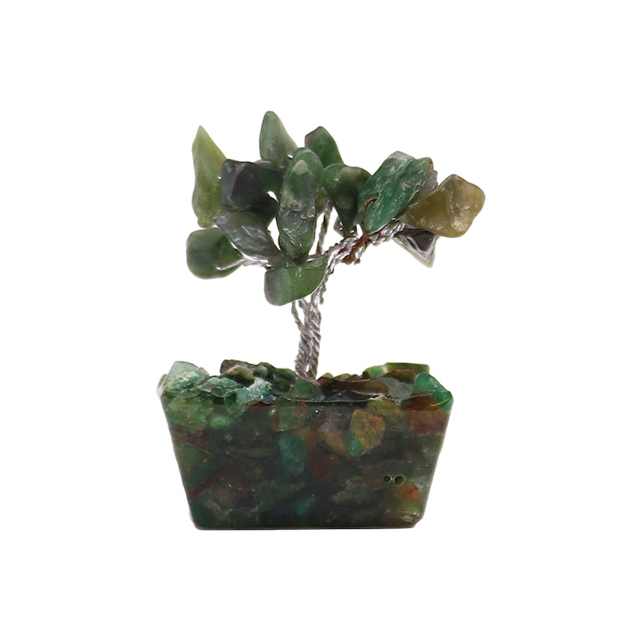 Mini Arbore cu Pietre Pretioase pe Suport de Orgonit - Aventurin (15 pietre)