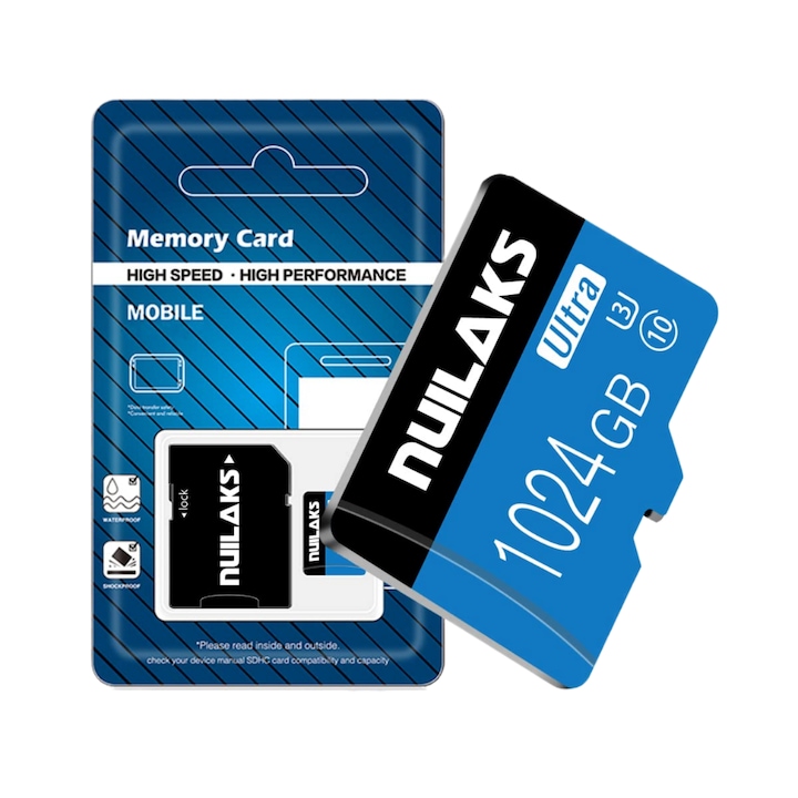 Card de memorie MicroSD Nuilaks, 1Tb, Ultra, Class 10, cu Adaptor SD