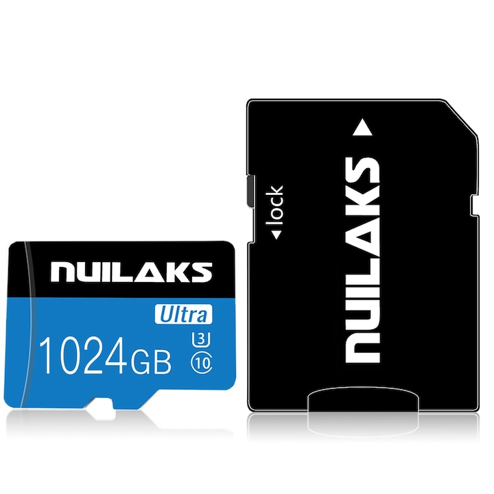 Карта памет Nuilaks MicroSD, 1Tb, 80 MB/s, Ultra, Class 10, с SD адаптер