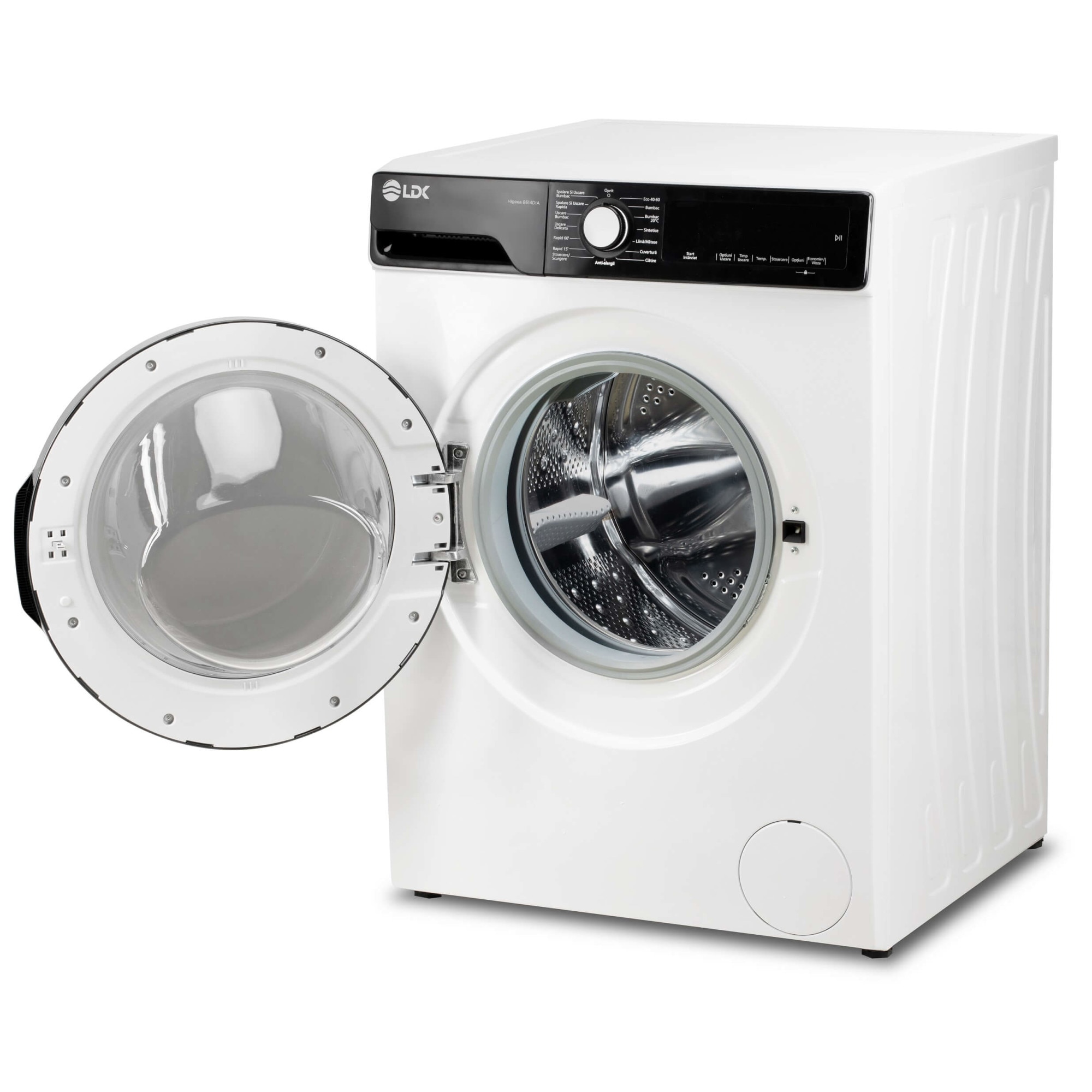 Masina de spalat rufe cu uscator LDK Higeea 8614DIA, 8 Kg spalare, 6 kg uscare, Clasa E, Prespalare, Calcare usoara, Anti-Alergic, Selectare timp uscare, Selectare nivel temperatura, Amanare pornire, Motor inverter, Alb