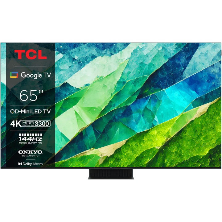 Televizor TCL MiniLed 65C855, 164 cm, Smart Google TV, 4K Ultra HD, 100Hz, Clasa F (Model 2024)