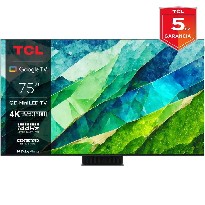 TCL 75C855 Smart LED Televízió, 189 cm, 4K, MiniLED, HDR, Google TV