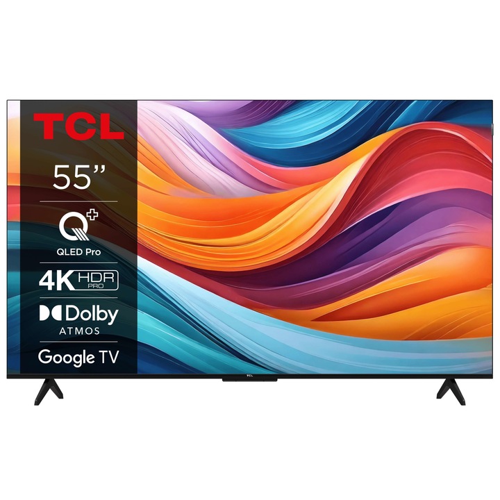 Телевизор TCL QLED 55T7B, 139 см, 4K Ultra HD, Smart Google TV, клас F