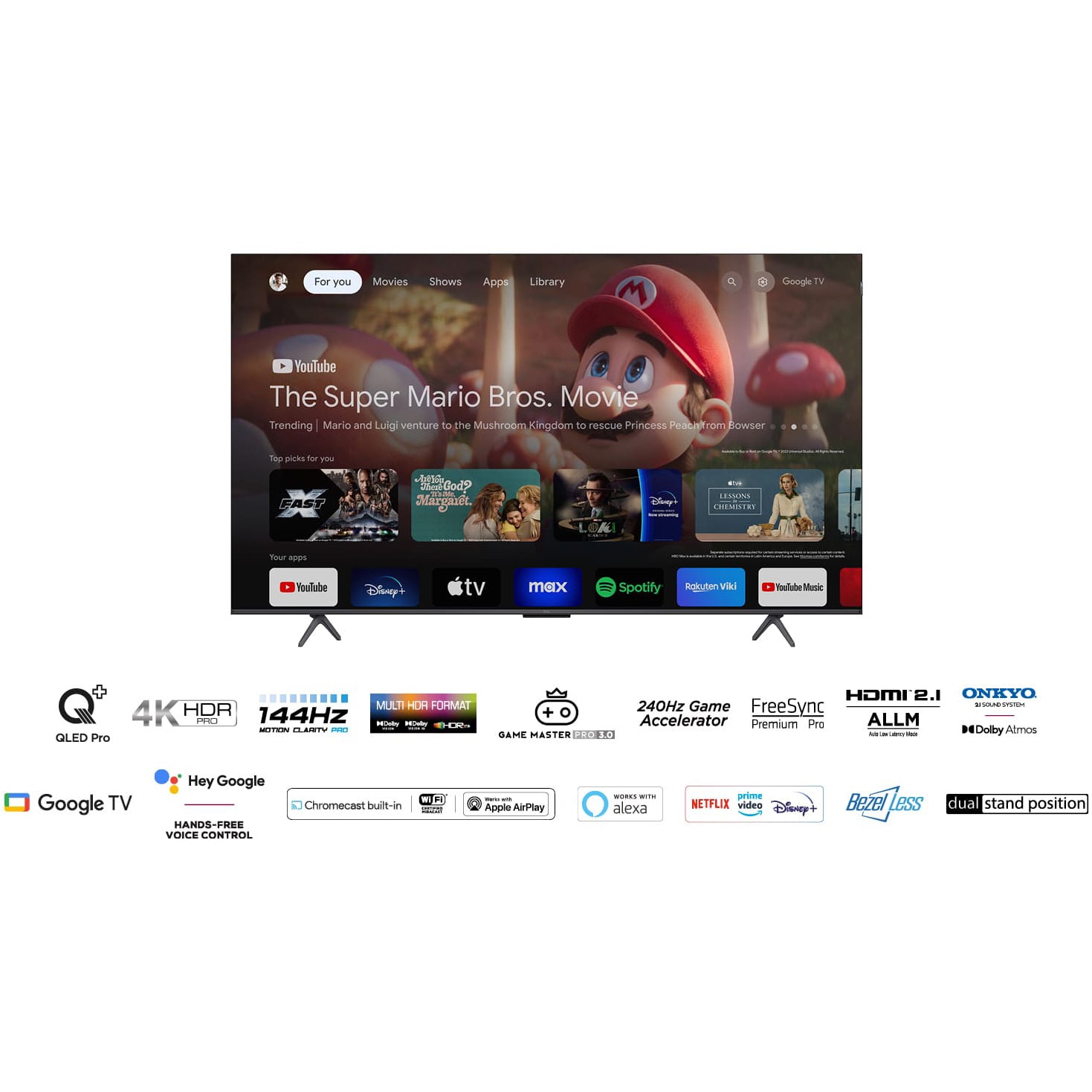 Televizor TCL QLED 75T8B, 189 cm, Smart Google TV, 4K Ultra HD, 100Hz, Clasa F (Model 2024