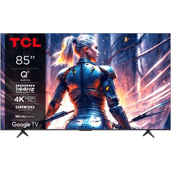 Televizor TCL QLED 85T8B, 214 cm, Smart Google TV, 4K Ultra HD, 100Hz, Clasa F (Model 2024)