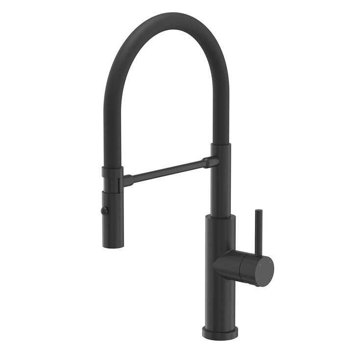 Baterie CookingAid Andy BLACK cu furtun dus detasabil / flexibil + buton jet/dus si finisaj Negru mat