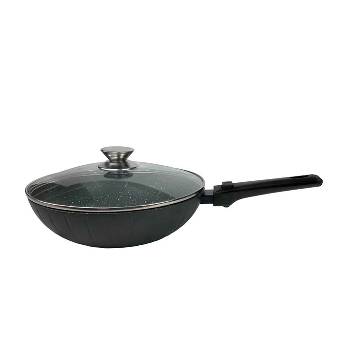 Cheffinger Wok serpenyő levehető fogantyúval és fedővel 32cm