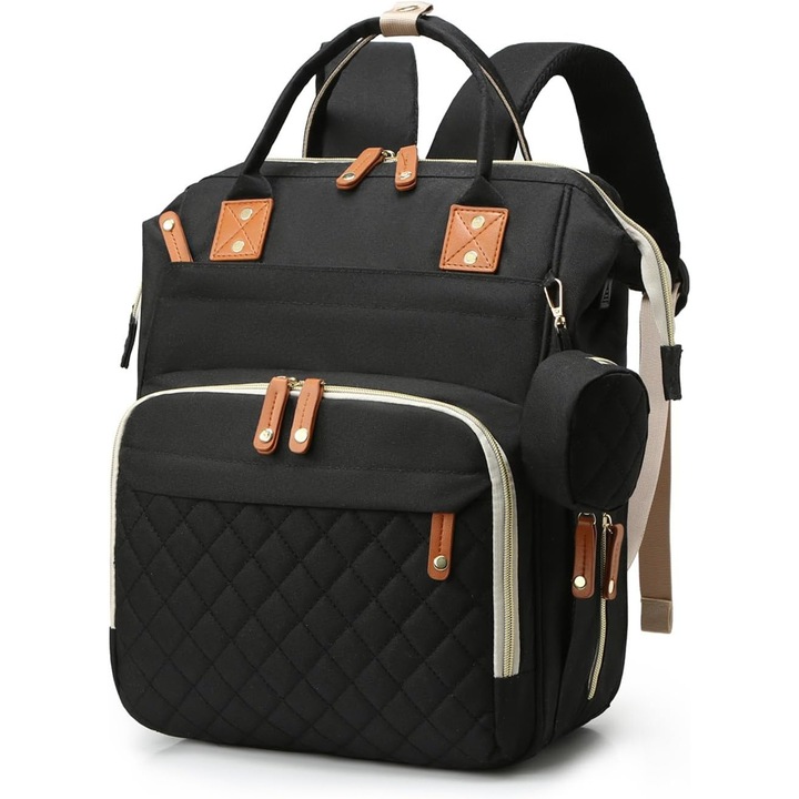 EXCITAT® чанта тип раница за през рамо или дръжка за количка, за майка, дете и бебе, черна